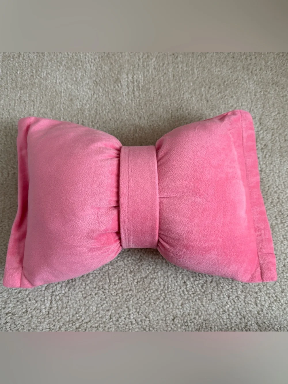 Pink Bow Shaped Accent Pillow (14”L)